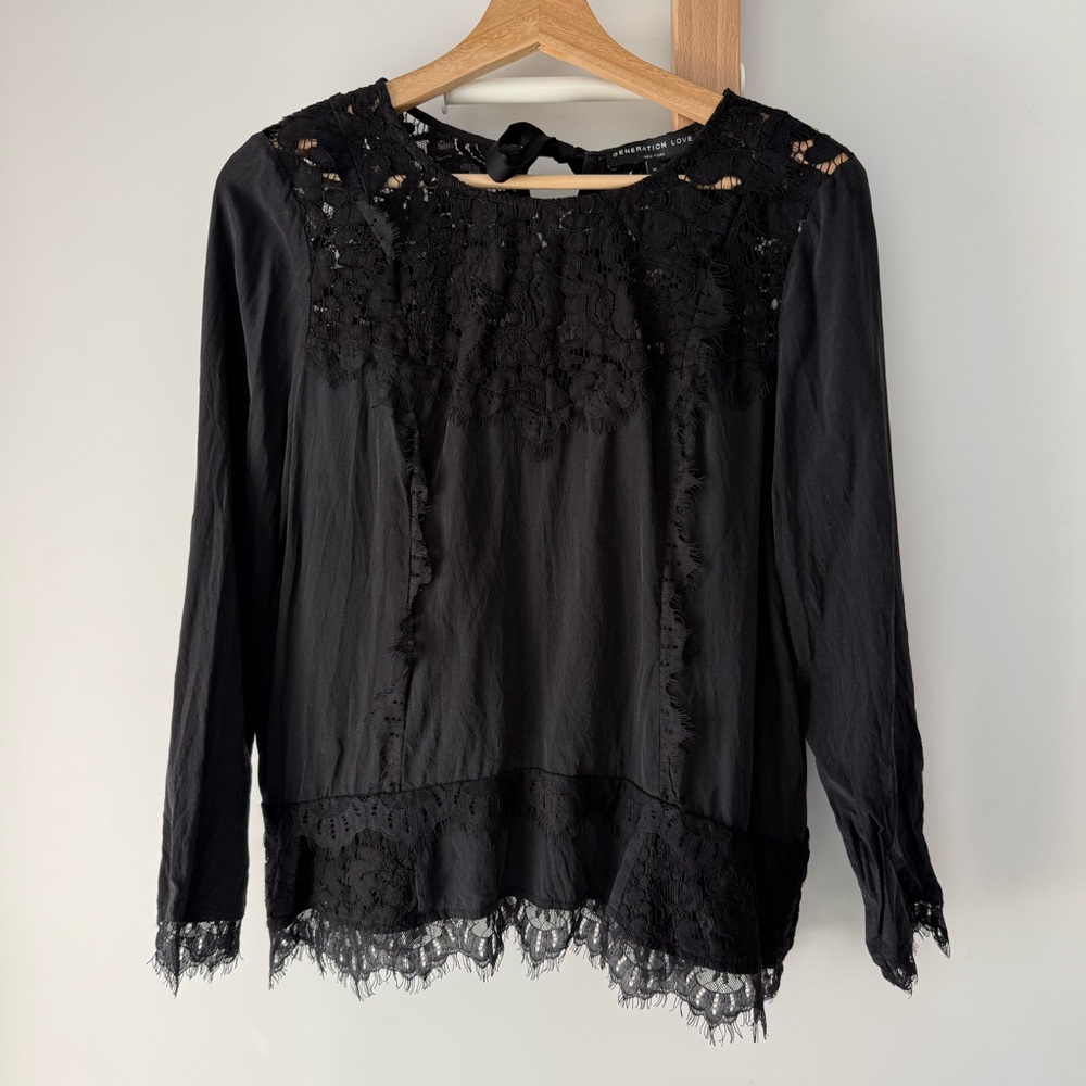 Generation Love Black Silk & Lace Blouse